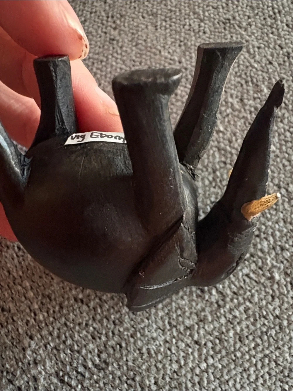 Vintage Ebony Hand Carved Elephant Figurines - Set of 3